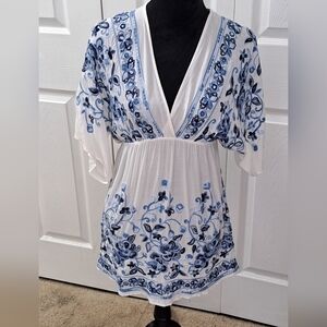 Renee C Boho Embroidered Tunic/Blouse